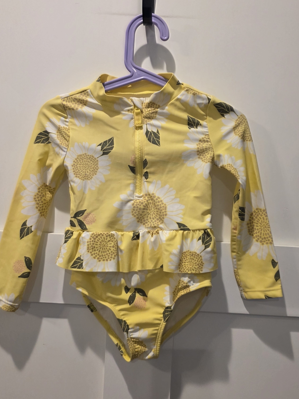 Carter’s Yellow Sunflower Rashguard One piece Swimsuit 3T SPF 50 Girl Toddler